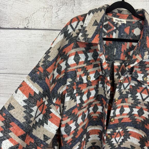 Haptics Plus Size Aztec Western Boho Fall Shacket Size 3X - Picture 2 of 8